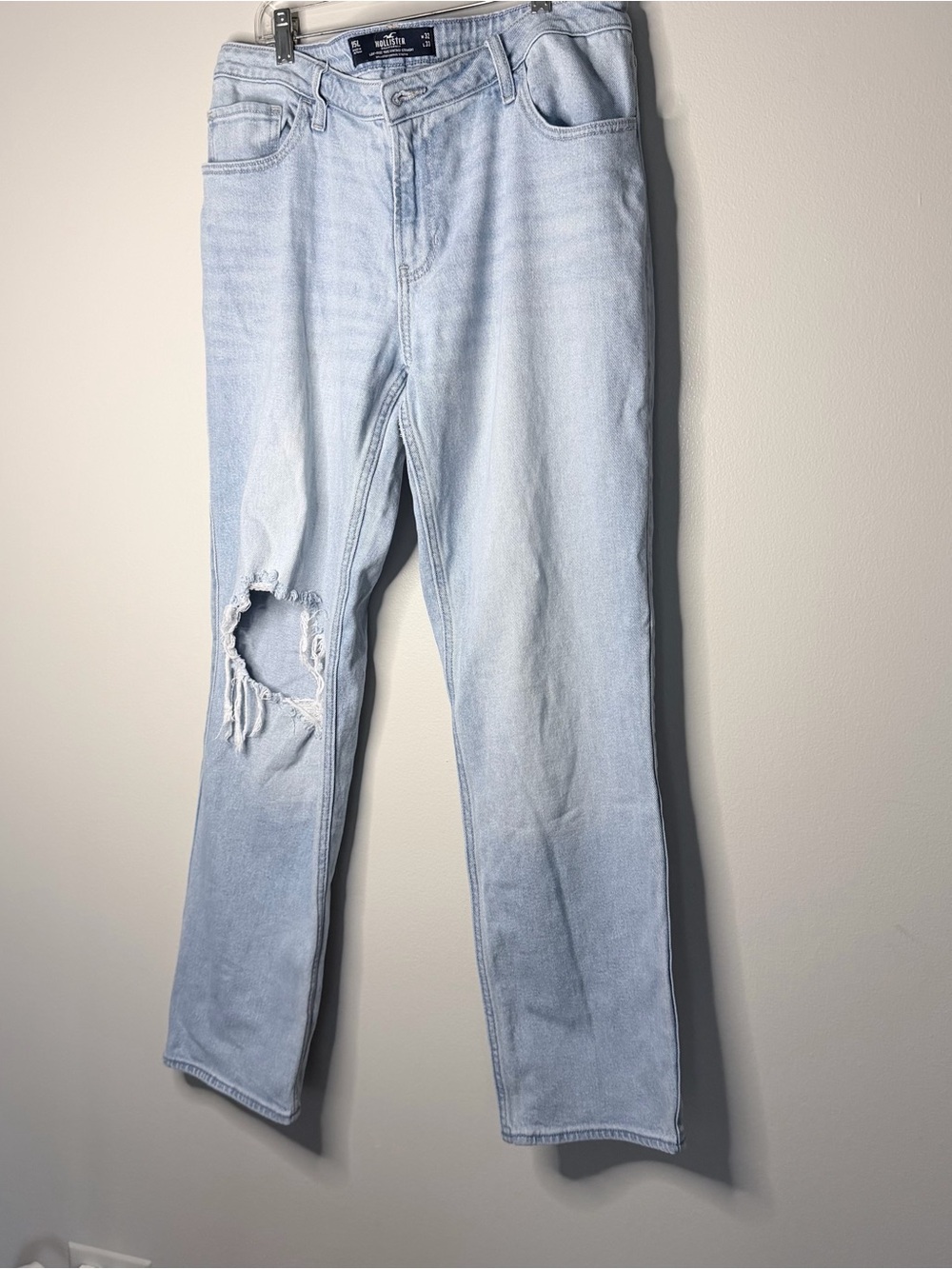 Hollister Light Blue Distressed Straight Leg Jeans